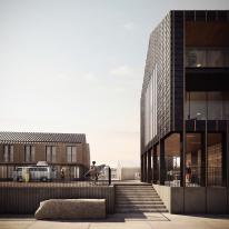 Image from May 2017: View of wharf houses - phase 2 of the South Quay development in Hayle by Feilden Clegg Bradley Studios Source:Forbes Massie Image from May 2017: View of wharf houses - phase 2 of the South Quay development in Hayle by Feilden Clegg Bradley Studios Source:Forbes Massie